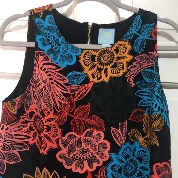 𝅺CECE Multicolor Floral Pattern Sleeveless Dress Size 4 - Picture 2 of 7